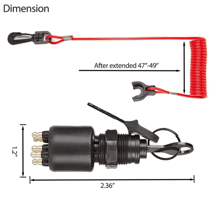 A6630 BRP Side Control Ignition Switch Key with Lanyard 5005801 for Johnson Evinrude - Marine Accessories & Parts by buy2fix | Online Shopping UK | buy2fix