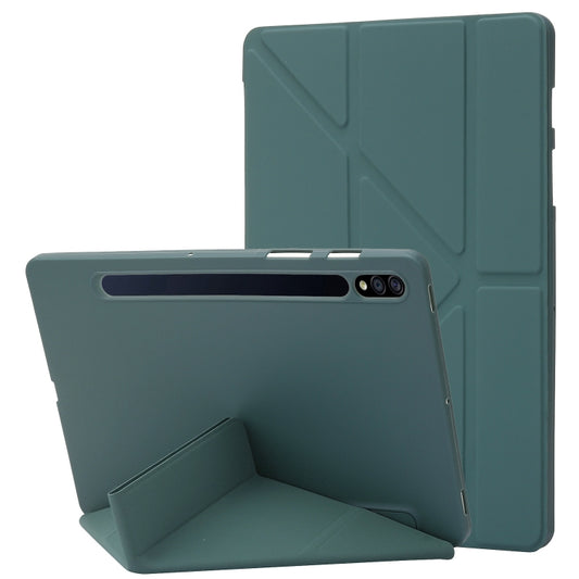 For Samsung Galaxy Tab S8 / S7 Deformation Silicone Leather Tablet Case(Dark Green) - Galaxy Tab S8 Cases by buy2fix | Online Shopping UK | buy2fix