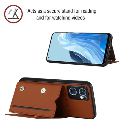 For OPPO Reno7 5G Skin Feel PU + TPU + PC Phone Case(Brown) - OPPO Cases by buy2fix | Online Shopping UK | buy2fix