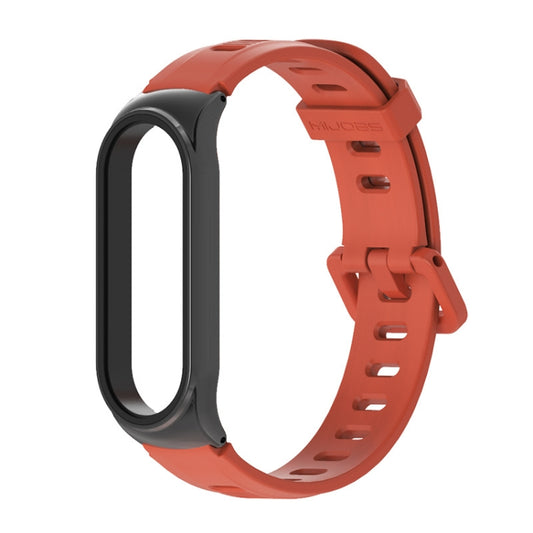 For Xiaomi Mi Band 6 / 5 / 4 / 3 Mijobs Flat Hole Silicone Watch Band, Style:CS Case(Orange+Black) - Watch Bands by MIJOBS | Online Shopping UK | buy2fix