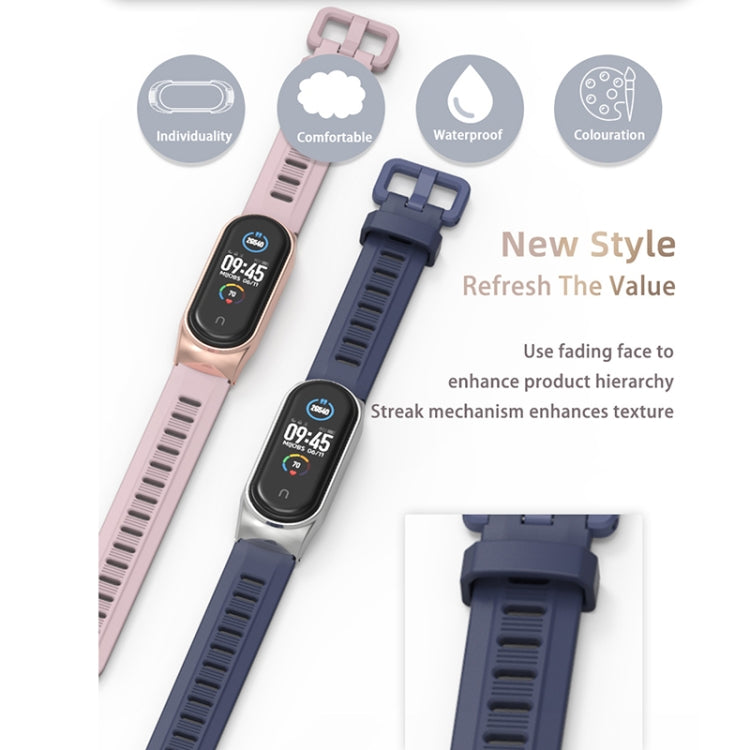 For Xiaomi Mi Band 6 / 5 / 4 / 3 Mijobs Flat Hole Silicone Watch Band, Style:GT Case(Orange+Gold) - Watch Bands by MIJOBS | Online Shopping UK | buy2fix