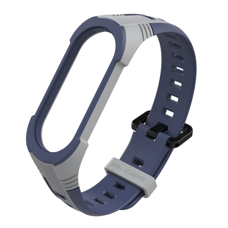 For Xiaomi Mi Band 5 / 6 / 7 Mijobs Two-color Silicone Watch Band(Grey+Midnight Blue) - Watch Bands by MIJOBS | Online Shopping UK | buy2fix