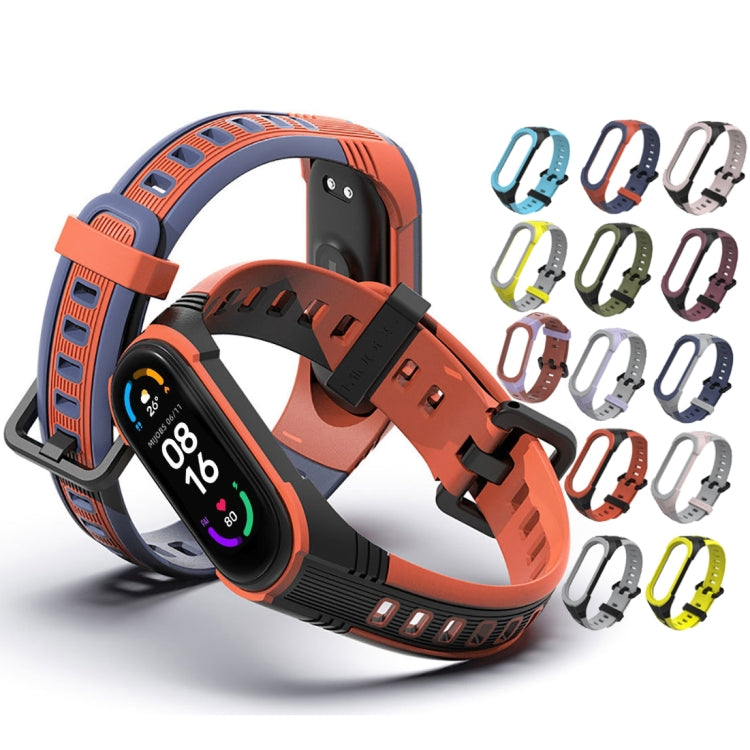 For Xiaomi Mi Band 5 / 6 / 7 Mijobs Two-color Silicone Watch Band(Black+Orange) - Watch Bands by MIJOBS | Online Shopping UK | buy2fix