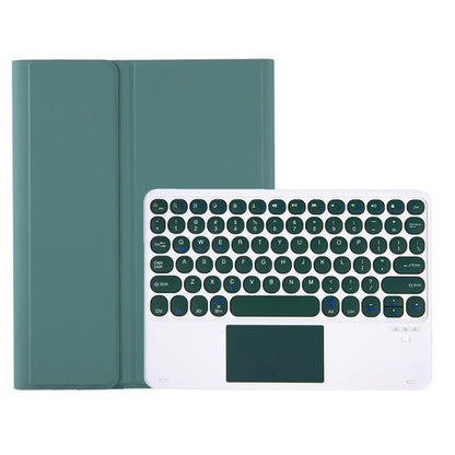 YA08B-A Candy Color Skin Feel Texture Round Keycap Bluetooth Keyboard Leather Case with Touchpad For Samsung Galaxy Tab A8 10.5 2021 SM-X200 / SM-X205(Dark Green) - Samsung Keyboard by buy2fix | Online Shopping UK | buy2fix