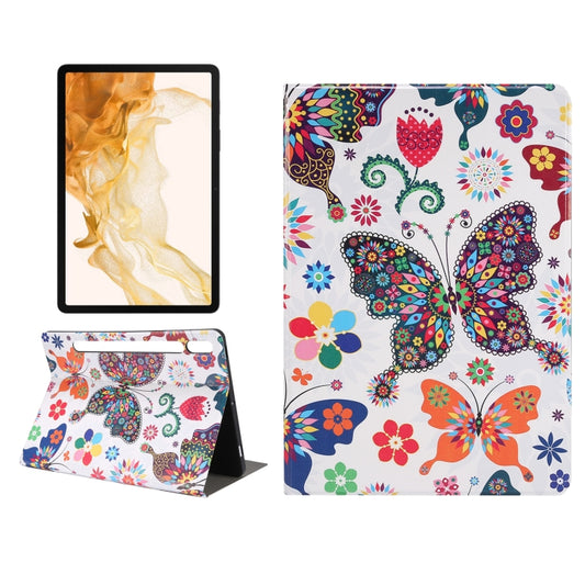 For Samsung Galaxy Tab S8 / Tab S7 Painted Voltage Pen Slot Tablet Smart Case(Colorful Butterfly) - Galaxy Tab S8 Cases by buy2fix | Online Shopping UK | buy2fix