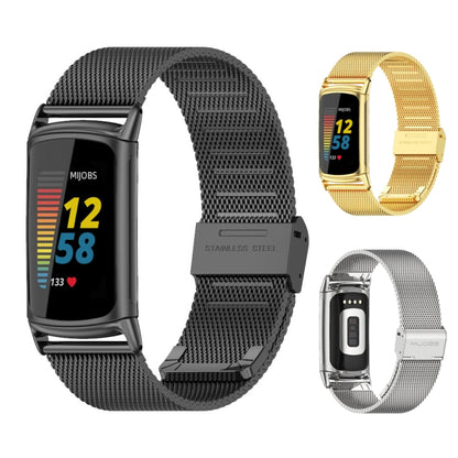 For Fitbit Charge5 Mijobs Milan Buckle Stainless Steel Metal Watch Band(Silver) - Watch Bands by MIJOBS | Online Shopping UK | buy2fix