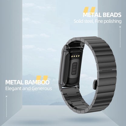 For Fitbit Charge5 Mijobs Bamboo Stainless Steel Metal Watch Band(Black) - Watch Bands by MIJOBS | Online Shopping UK | buy2fix