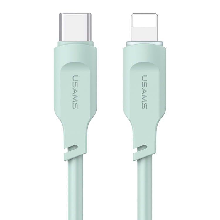 USAMS US-SJ566 Lithe Series 1.2m Type-C to 8 Pin PD 20W Fast Charging Cable with Light(Green) - 2 in 1 Cable by USAMS | Online Shopping UK | buy2fix