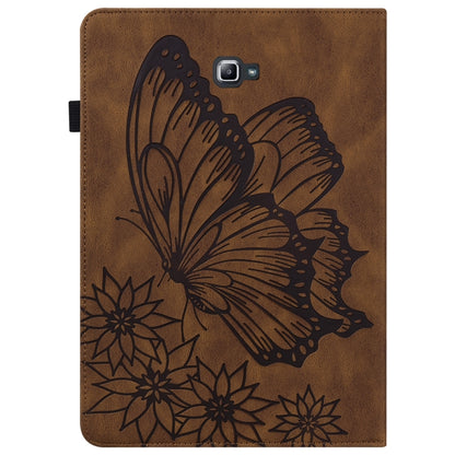 For Samsung Galaxy Tab A 10.1 2016 T580/T585 Big Butterfly Embossed Leather Tablet Case(Brown) - Tab A 10.1 by buy2fix | Online Shopping UK | buy2fix