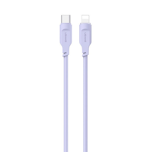 USAMS US-SJ566 Type-C / USB-C to 8 Pin PD 20W Fast Charing Data Cable with Light, Length: 1.2m(Purple) - 2 in 1 Cable by USAMS | Online Shopping UK | buy2fix