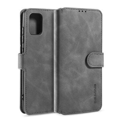 For Galaxy A71 DG.MING Retro Oil Side Horizontal Flip Case with Holder & Card Slots & Wallet(Grey) - Galaxy Phone Cases by DG.MING | Online Shopping UK | buy2fix