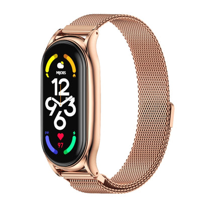 For Xiaomi Mi Band 7 / 7 NFC MIJOBS Milan Magnetic Plus Stainless Steel Watch Band(Rose Gold) - Watch Bands by MIJOBS | Online Shopping UK | buy2fix