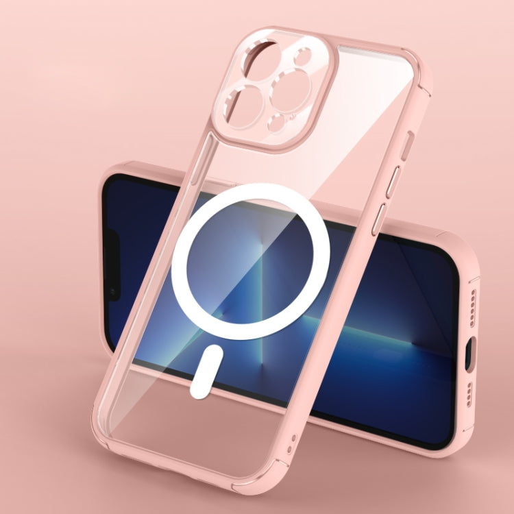 For iPhone 13 Pro Soft Shield MagSafe Magnetic Acrylic Transparent PC Phone Case (Pink) - iPhone 13 Pro Cases by buy2fix | Online Shopping UK | buy2fix