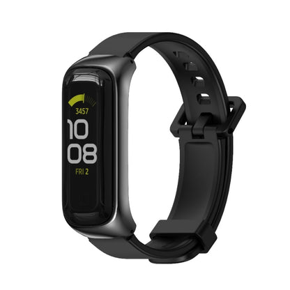 For Samsung Galaxy Fit 2 MIJOBS Metal Case Silicone Watch Band(Black) - Watch Bands by MIJOBS | Online Shopping UK | buy2fix