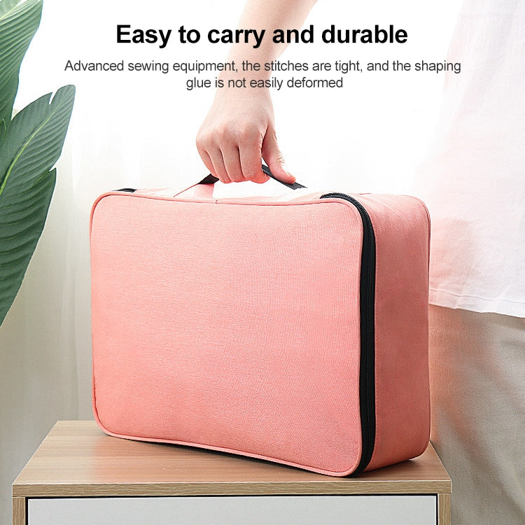 Large Capacity Multi-layers Foldable Fabric Document Storage Bag, Specification:Double Zipper-Locked(Pink) - Digital Storage Bag by buy2fix | Online Shopping UK | buy2fix