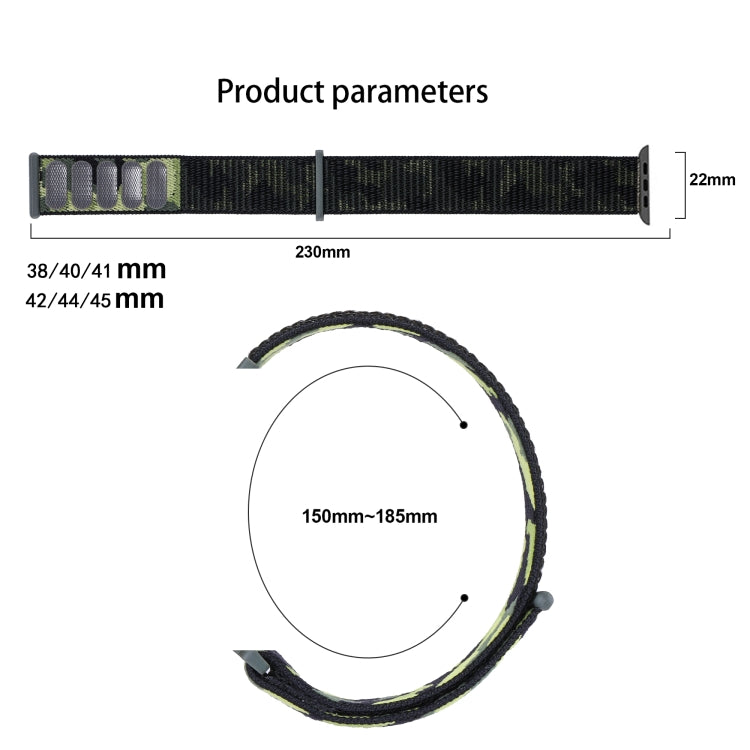 Nylon Loop Watch Band For  Apple Watch Ultra 49mm&Watch Ultra 2 49mm / Series 9&8&7 45mm / SE 3&SE 2&6&SE&5&4 44mm / 3&2&1 42mm(Army Green Camouflage) - Watch Bands by buy2fix | Online Shopping UK | buy2fix