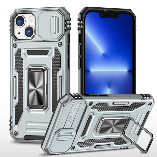 For iPhone 13 Armor PC + TPU Camera Shield Phone Case(Grey) - iPhone 13 Cases by buy2fix | Online Shopping UK | buy2fix