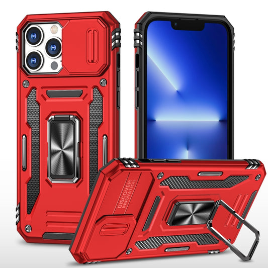 For iPhone 13 Pro Max Armor PC + TPU Camera Shield Phone Case (Red) - iPhone 13 Pro Max Cases by buy2fix | Online Shopping UK | buy2fix