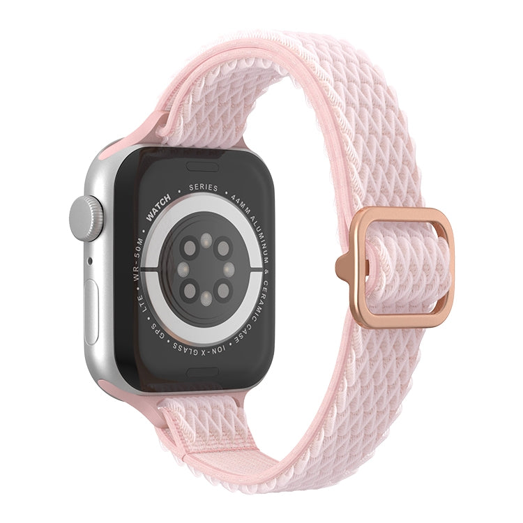 Wave Small Waist Nylon Watch Band For Apple Watch Ultra 49mm&Watch Ultra 2 49mm / Series 9&8&7 45mm / SE 3&SE 2&6&SE&5&4 44mm / 3&2&1 42mm(Pink) - Watch Bands by buy2fix | Online Shopping UK | buy2fix