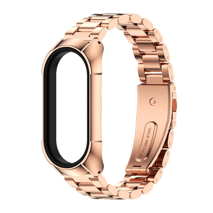 For Xiaomi Mi Band 7 / 7 NFC MIJOBS Stainless Steel Watch Band, Style:TF2 Tri-Bead(Rose Gold) - Watch Bands by MIJOBS | Online Shopping UK | buy2fix