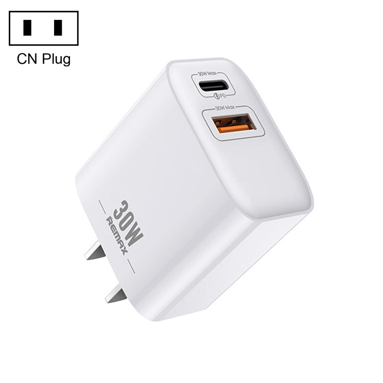 REMAX RP-U82 30W USB+USB-C/Type-C Dual Interface Fast Charger, Specification:CN Plug(White) - USB Charger by REMAX | Online Shopping UK | buy2fix