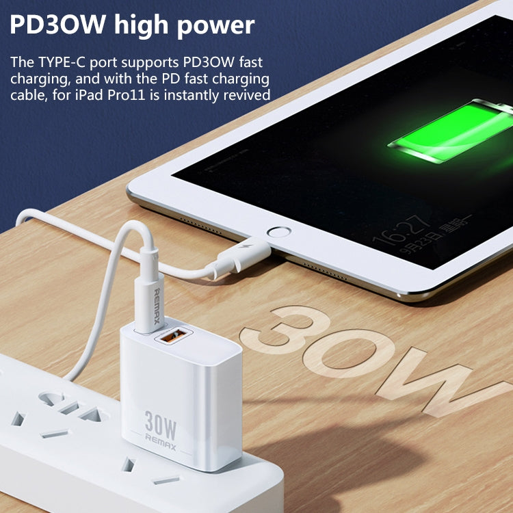 REMAX RP-U82 30W USB+USB-C/Type-C Dual Interface Fast Charger, Specification:CN Plug(White) - USB Charger by REMAX | Online Shopping UK | buy2fix