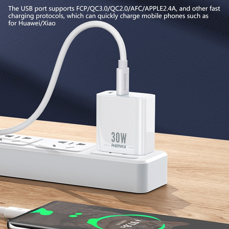 REMAX RP-U82 30W USB+USB-C/Type-C Dual Interface Fast Charger, Specification:CN Plug(White) - USB Charger by REMAX | Online Shopping UK | buy2fix