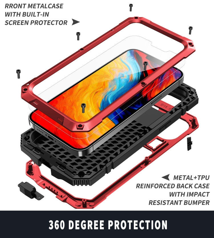 For iPhone 14 Plus R-JUST Shockproof Waterproof Dust-proof Case with Holder (Red) - iPhone 14 Plus Cases by R-JUST | Online Shopping UK | buy2fix