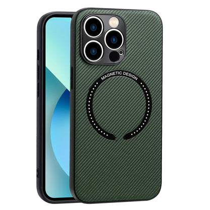 For iPhone 13 Pro Max Carbon Fiber Texture MagSafe Magnetic Phone Case (Dark Green) - iPhone 13 Pro Max Cases by buy2fix | Online Shopping UK | buy2fix