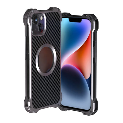 For iPhone 14 Plus R-JUST RJ51 Hollow Shockproof Metal Phone Case (Dark Grey) - iPhone 14 Plus Cases by R-JUST | Online Shopping UK | buy2fix