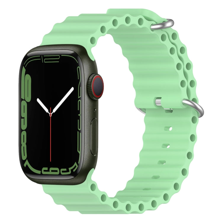 Ocean Silicone Watch Band for Apple Watch Series 8&7 41mm / SE 2&6&SE&5&4 40mm / 3&2&1 38mm (Pistachio Green) - Watch Bands by buy2fix | Online Shopping UK | buy2fix