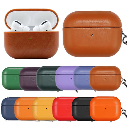 For Apple AirPods Pro PU Leather Wireless Bluetooth Earphone Protective Case(Yellow) - For AirPods Pro by buy2fix | Online Shopping UK | buy2fix