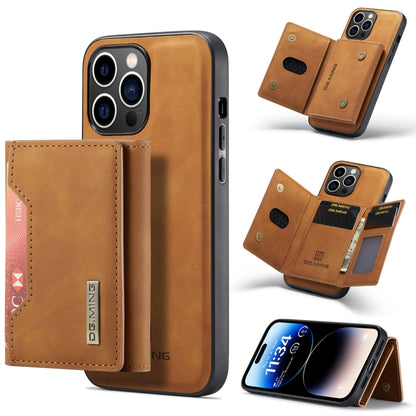 For iPhone 14 Pro DG.MING M2 Series 3-Fold Card Bag Leather Case(Brown) - iPhone 14 Pro Cases by DG.MING | Online Shopping UK | buy2fix