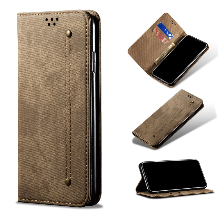 For OPPO Realme 6 Pro Denim Texture Casual Style Horizontal Flip Leather Case with Holder & Card Slots & Wallet(Khaki) - Realme Cases by buy2fix | Online Shopping UK | buy2fix