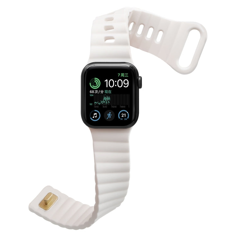 Reverse Buckle Silicone Watch Band for Apple Watch Ultra 49mm&Watch Ultra 2 49mm / Series 9&8&7 45mm / SE 3&SE 2&6&SE&5&4 44mm / 3&2&1 42mm(White) - Watch Bands by buy2fix | Online Shopping UK | buy2fix