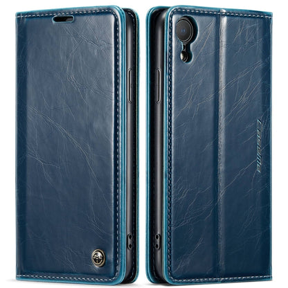 For iPhone XR CaseMe 003 Crazy Horse Texture Leather Phone Case(Blue) - More iPhone Cases by CaseMe | Online Shopping UK | buy2fix