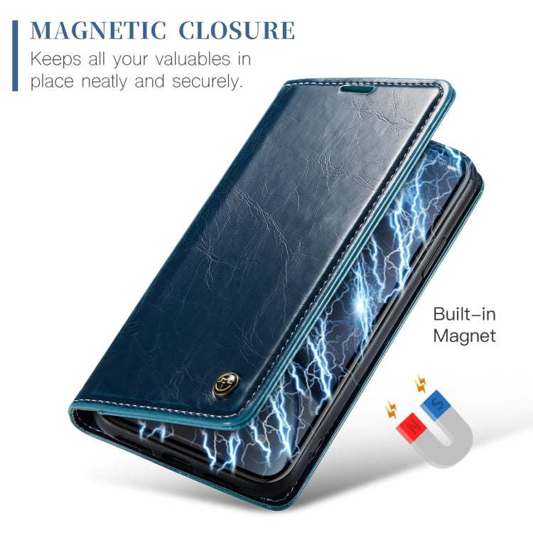 For iPhone XR CaseMe 003 Crazy Horse Texture Leather Phone Case(Blue) - More iPhone Cases by CaseMe | Online Shopping UK | buy2fix