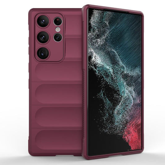 For Samsung Galaxy S23 Ultra 5G Magic Shield TPU + Flannel Phone Case(Wine Red) - Galaxy S23 Ultra 5G Cases by buy2fix | Online Shopping UK | buy2fix