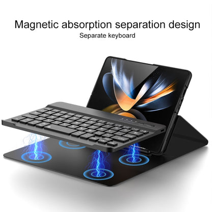 For Samsung Galaxy Z Fold3 5G Magnetic Folding Bluetooth Keyboard Leather Case(Black) - Samsung Keyboard by buy2fix | Online Shopping UK | buy2fix