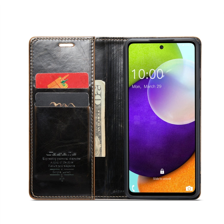 For Samsung Galaxy A52 CaseMe 003 Crazy Horse Texture Leather Phone Case(Coffee) - Galaxy Phone Cases by CaseMe | Online Shopping UK | buy2fix