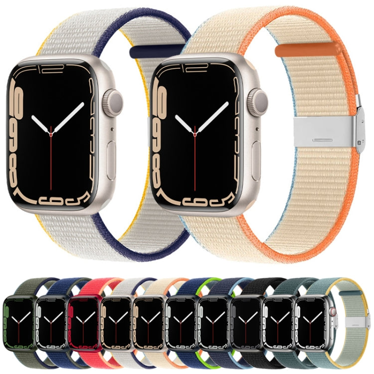 Metal Buckle Nylon Strap For Apple Watch Ultra 49mm / Series 8&7 45mm / SE 2&6&SE&5&4 44mm / 3&2&1 42mm(Navy Blue) - Watch Bands by buy2fix | Online Shopping UK | buy2fix