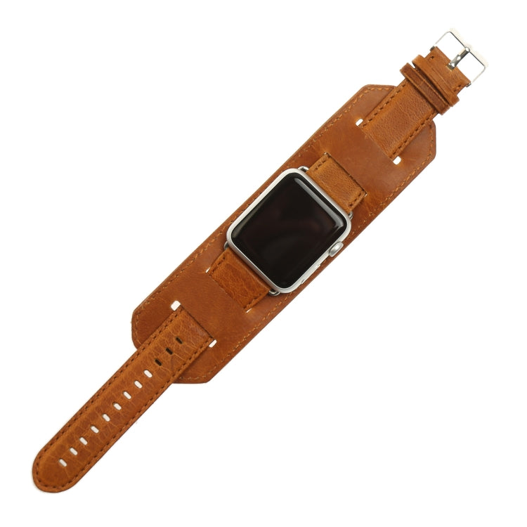 For Apple Watch 5 & 4 40mm / 3 & 2 & 1 38mm Crazy Horse Texture Bracelet Watch Band(Light Brown) - Watch Bands by buy2fix | Online Shopping UK | buy2fix