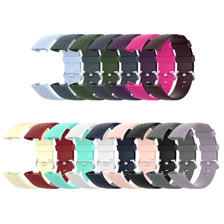 18mm Silver Color Buckle TPU Wrist Strap Watch Band for Fitbit Charge 4 / Charge 3 / Charge 3 SE, Size: S(Rose Red) - Watch Bands by buy2fix | Online Shopping UK | buy2fix