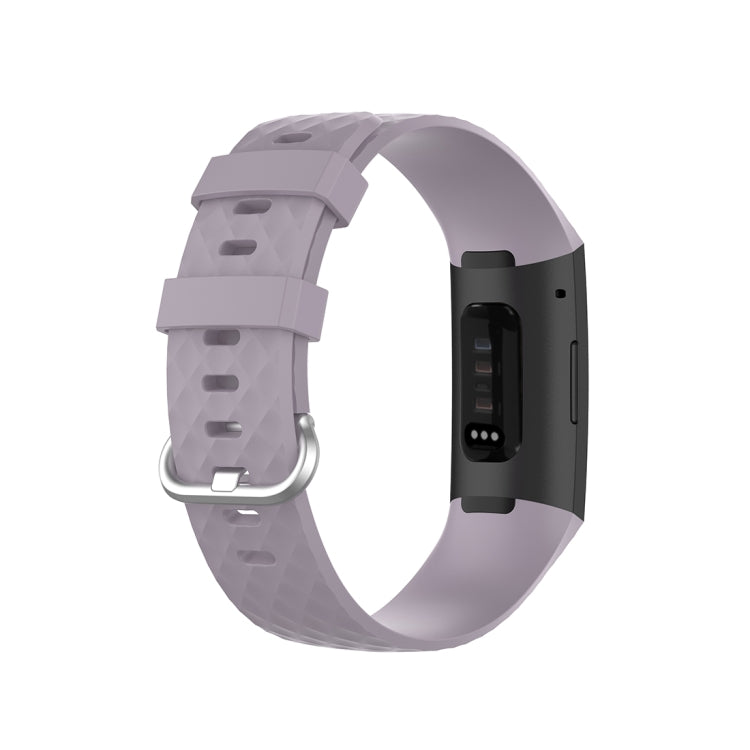 18mm Silver Color Buckle TPU Wrist Strap Watch Band for Fitbit Charge 4 / Charge 3 / Charge 3 SE, Size: S(Light Purple) - Watch Bands by buy2fix | Online Shopping UK | buy2fix