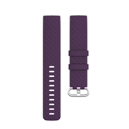 18mm Silver Color Buckle TPU Wrist Strap Watch Band for Fitbit Charge 4 / Charge 3 / Charge 3 SE, Size: L(Dark Purple) - Watch Bands by buy2fix | Online Shopping UK | buy2fix