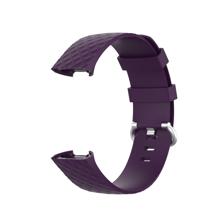 18mm Silver Color Buckle TPU Wrist Strap Watch Band for Fitbit Charge 4 / Charge 3 / Charge 3 SE, Size: L(Dark Purple) - Watch Bands by buy2fix | Online Shopping UK | buy2fix