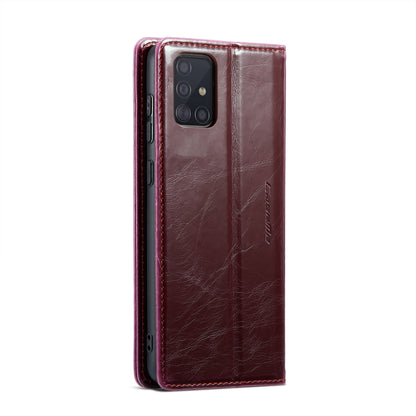 For Samsung Galaxy A51 4G/M40S CaseMe 003 Crazy Horse Texture Leather Phone Case(Wine Red) - Galaxy Phone Cases by CaseMe | Online Shopping UK | buy2fix