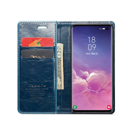 For Samsung Galaxy S10 CaseMe 003 Crazy Horse Texture Leather Phone Case(Blue) - Galaxy Phone Cases by CaseMe | Online Shopping UK | buy2fix