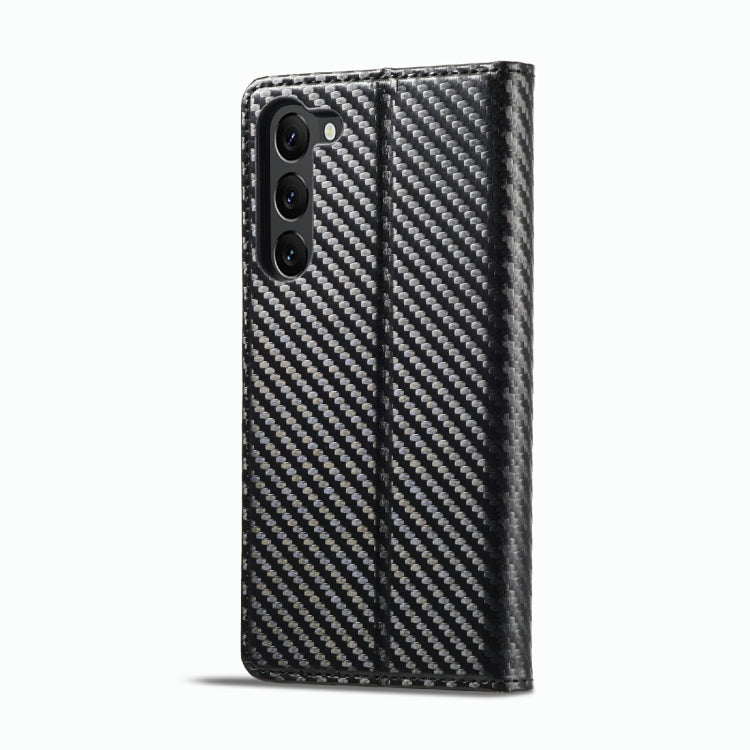 For Samsung Galaxy S23 5G LC.IMEEKE Carbon Fiber PU + TPU Horizontal Flip Leather Phone Case(Vertical Black) - Galaxy S23 5G Cases by LC.IMEEKE | Online Shopping UK | buy2fix