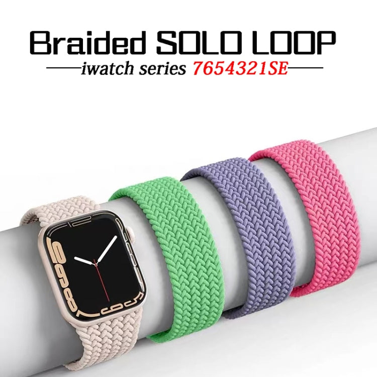 Nylon Single-turn Braided Watch Band For Apple Watch Ultra 49mm / Series 8&7 45mm / SE 2&6&SE&5&4 44mm / 3&2&1 42mm, Length:135mm(Bright Green) - Watch Bands by buy2fix | Online Shopping UK | buy2fix